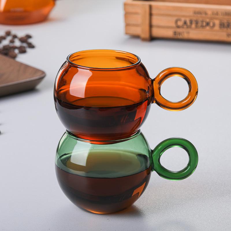 New Borosilicate Glass Colored Coffee Cup Can Be Heated In Microwave Oven