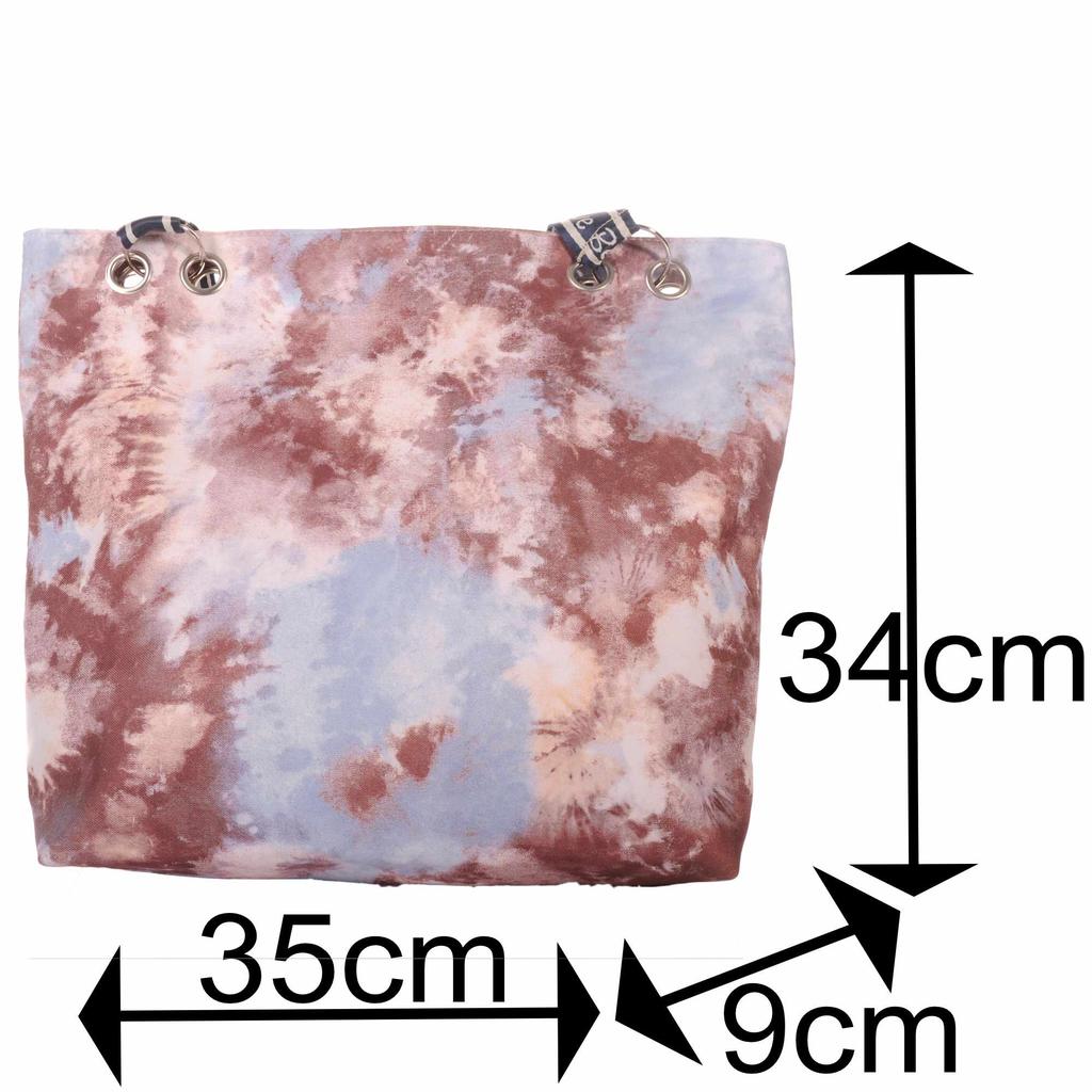 Modern Beach Bag In Batik Look with Zipper