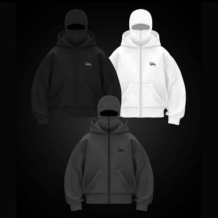 2025 American Trendy Double Hood Zipper Cardigan Hoodie - Couple Style, Windproof, High Street Fashion