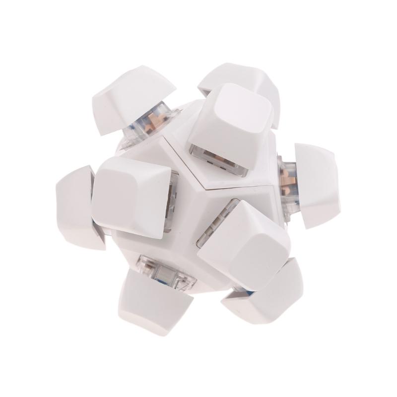 12 Sided RubiksCubes Mechanical Keyboard Switches Keychain Light Up Switches Tester Kit Decompression Relaxation Toys