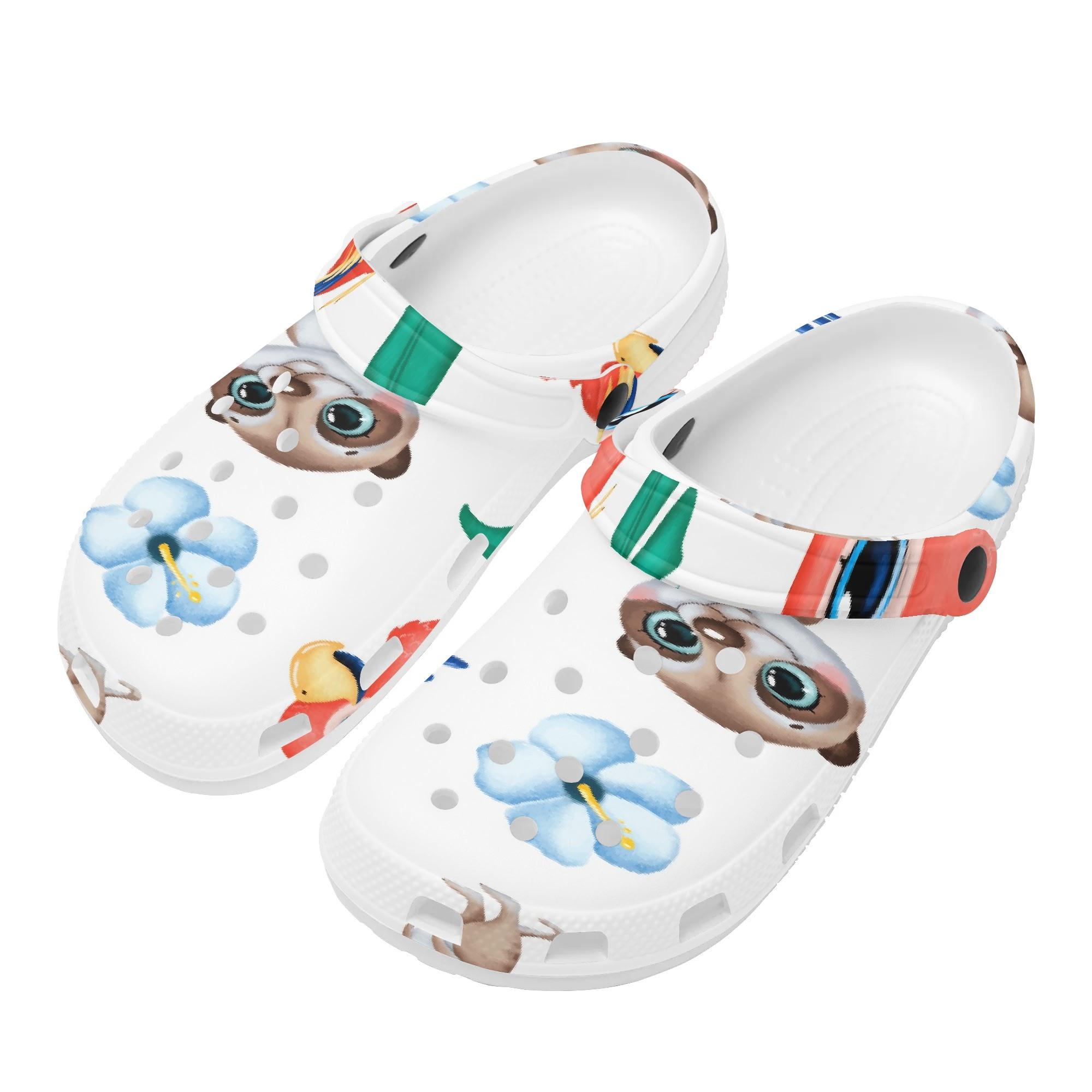 Men Women Fashion Printed EVA Casual Clogs Lightweight Breathable Slip On Soft Shoes Lightweight Summer Sandals Daily Walking 36 белый