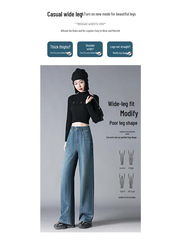 Women's High Waist Straight Leg Jeans - Spring Slim Fit, Retro Loose Drapey with Narrow and Wide Leg Options.
