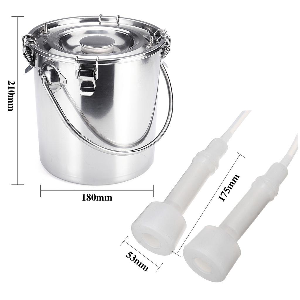 Stainless Steel Electric Milking Machine Household Goat Cow Sheep Bucket Suction Milker Vacuum Pump 5L