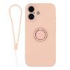 For iPhone 17 Silicone Case with Strap Ring Kickstand Phone Cover