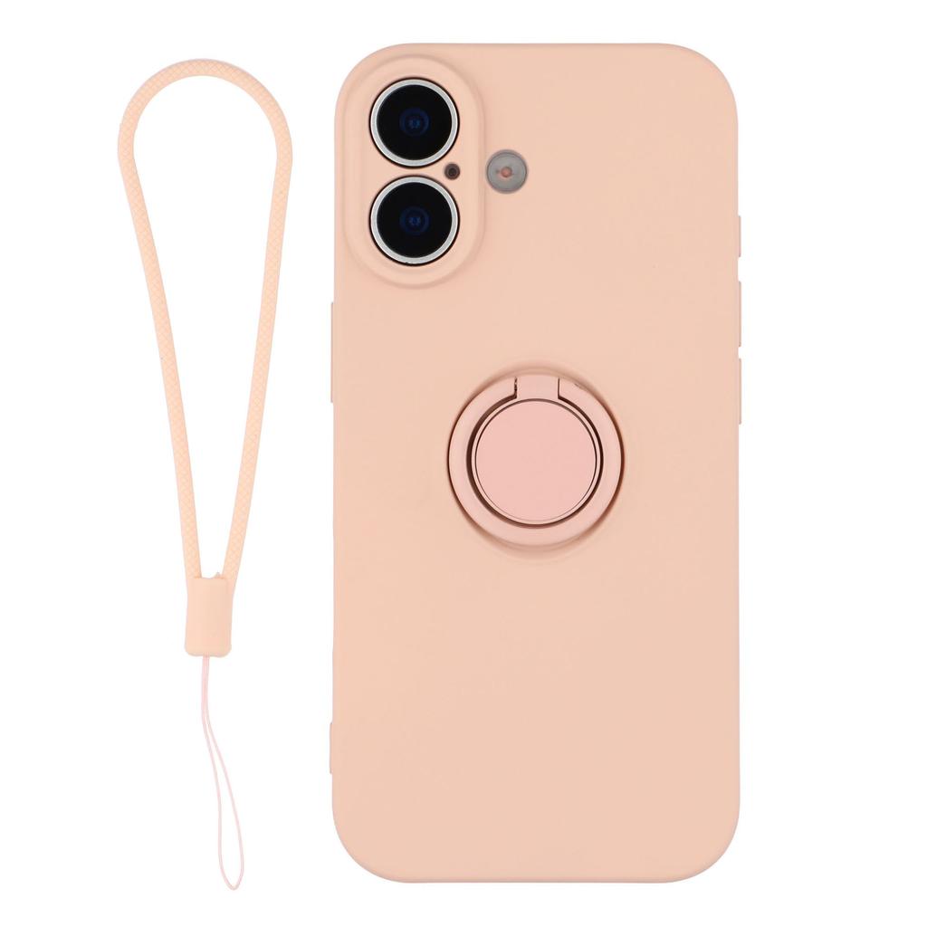 For iPhone 17 Silicone Case with Strap Ring Kickstand Phone Cover