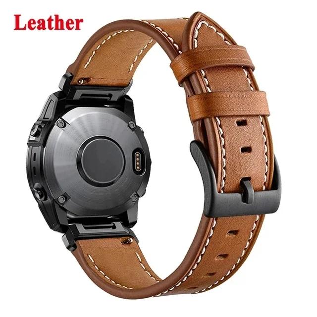 For Garmin Instinct 2X Solar QuickFit PU Leather Watch Strap Watchband 26 22mm For Garmin Fenix 6X 6 Pro 5X 5 Plus 7X 7 Bracelet