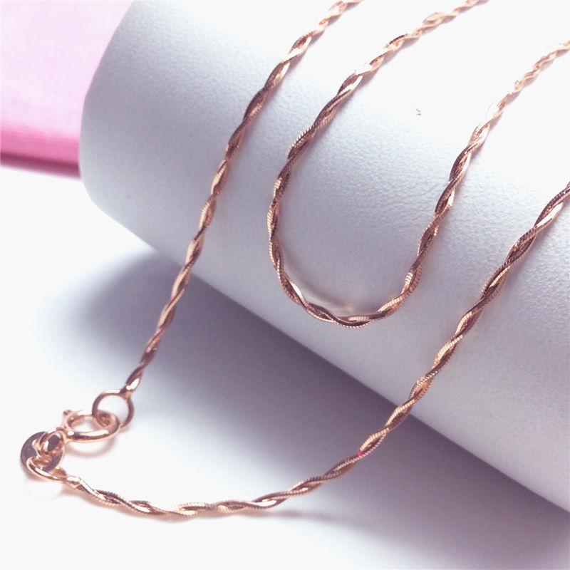 Purple Gold Double-Layer Snake Bone Twist Chain Rose Gold-Plated Exquisite Color Gold Plain Chain Simple Chain Set