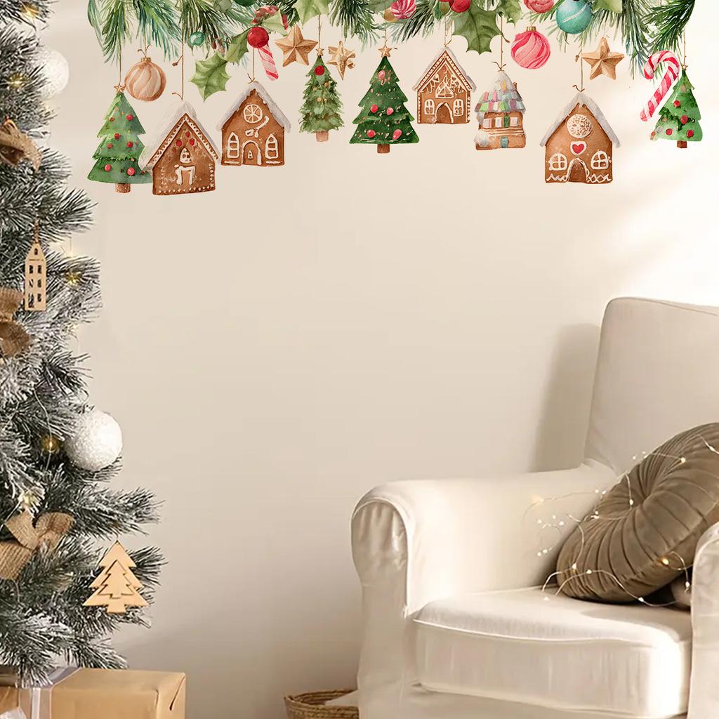 Christmas House Christmas Tree Wall Stickers, Christmas Room Decoration Wall Stickers