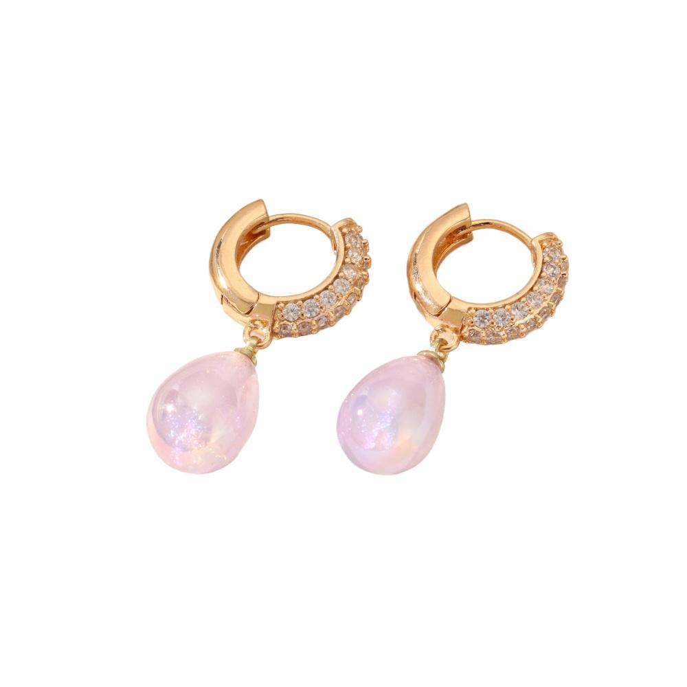 1 Pair Luxurious Water Drop Shape Imitation Pearls Dangle Earrings for Women Cubic Zirconia Jewelry Daily Wedding Party Accessories