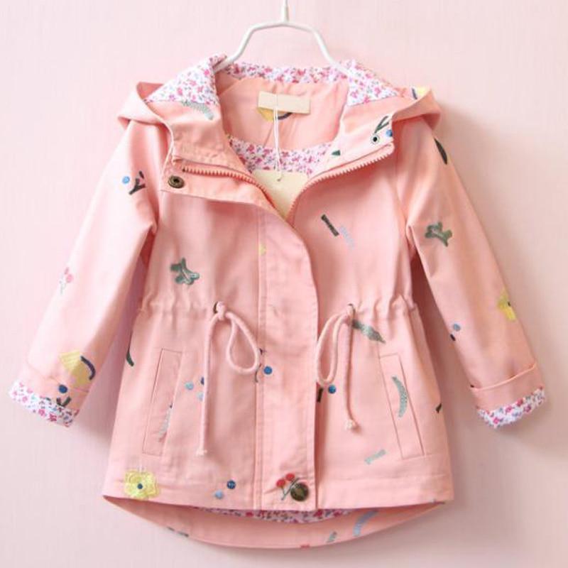 

2019 ветровка для девочек, верхняя одежда с капюшоном и цветочной вышивкой для маленьких детей, пальто для малышей, куртка, одежда, 2019 130 розовый