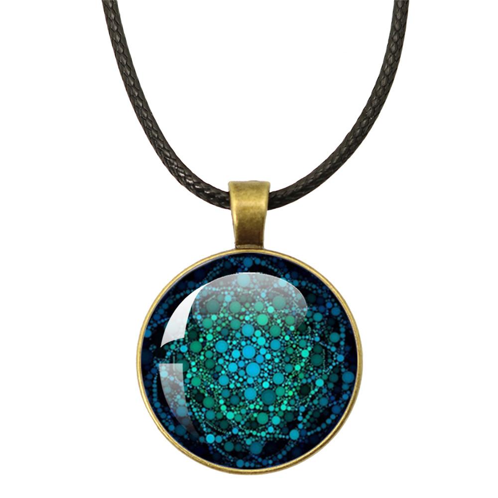 Tree of Life Rope Chain Glass Pendant Necklaces For Women Yoga Mandala Necklaces Gift Charm Beautiful Mandala Women Jewelry