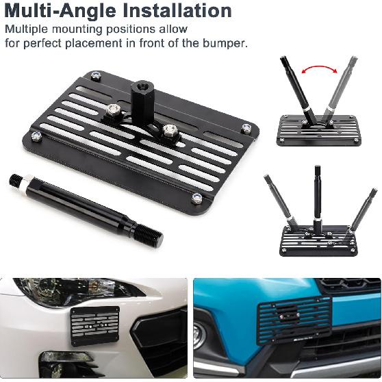 Front Bumper Tow Hook License Plate Mount Relocator Bracket Mounting Bolt Adapter Kit for Subaru BRZ WRX Crossbrek Forester Toyota 86 Prius Scion