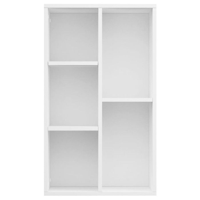 VidaXL Bibliothèque 5 étagères 50x25x80 cm, Bois reconstitué, Blanc, Style moderne, Buffet ou étagère de bureau, 800162