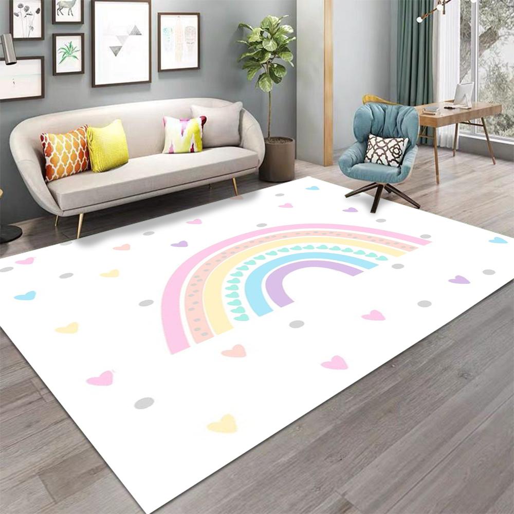 Timeless Rainbow Carpet Living Room Decor Sofa Rug Bedroom Bedside Rug Kitchen Room Table Mat Parent-Child Reading Area FloorMat