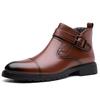 Fashion Fashion Casual Business Leather Boots for Men Solid Color Buckle Designer Shoes Male Autumn Winter Antiskid Work Boots Man