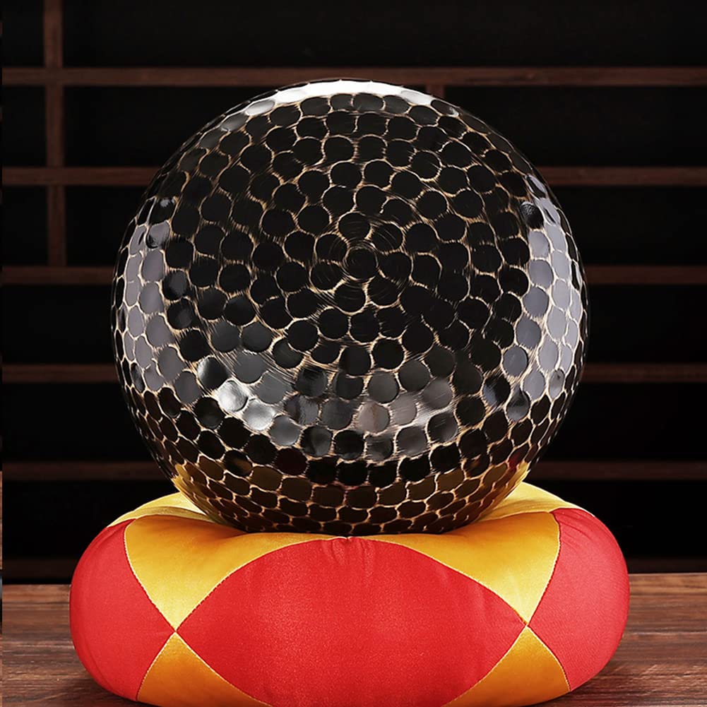 YUYAKESHI Buddhist Bell, a 3-piece set with a rich, deep tone, deep bass, and a hand-hammered brass bell with a scaly surface. Includes a futon, bell