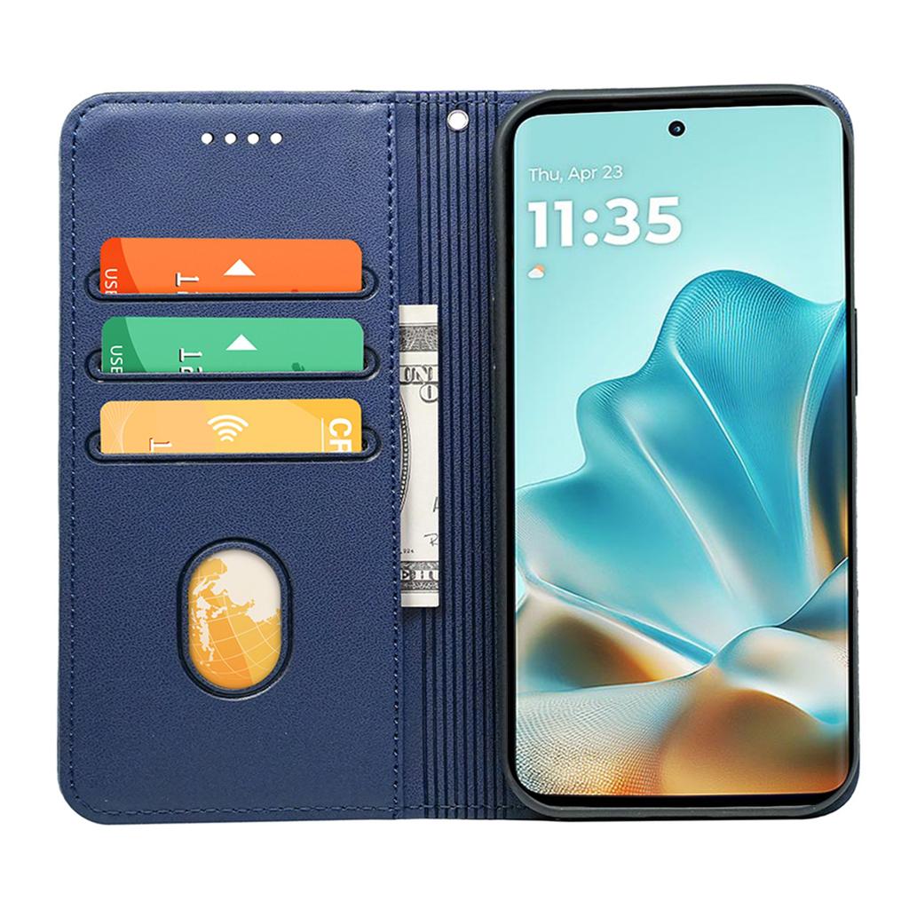 For Motorola Edge 60 Fusion 5G Wallet Case Magnetic Closing PU Leather Phone Cover with Wrist Strap