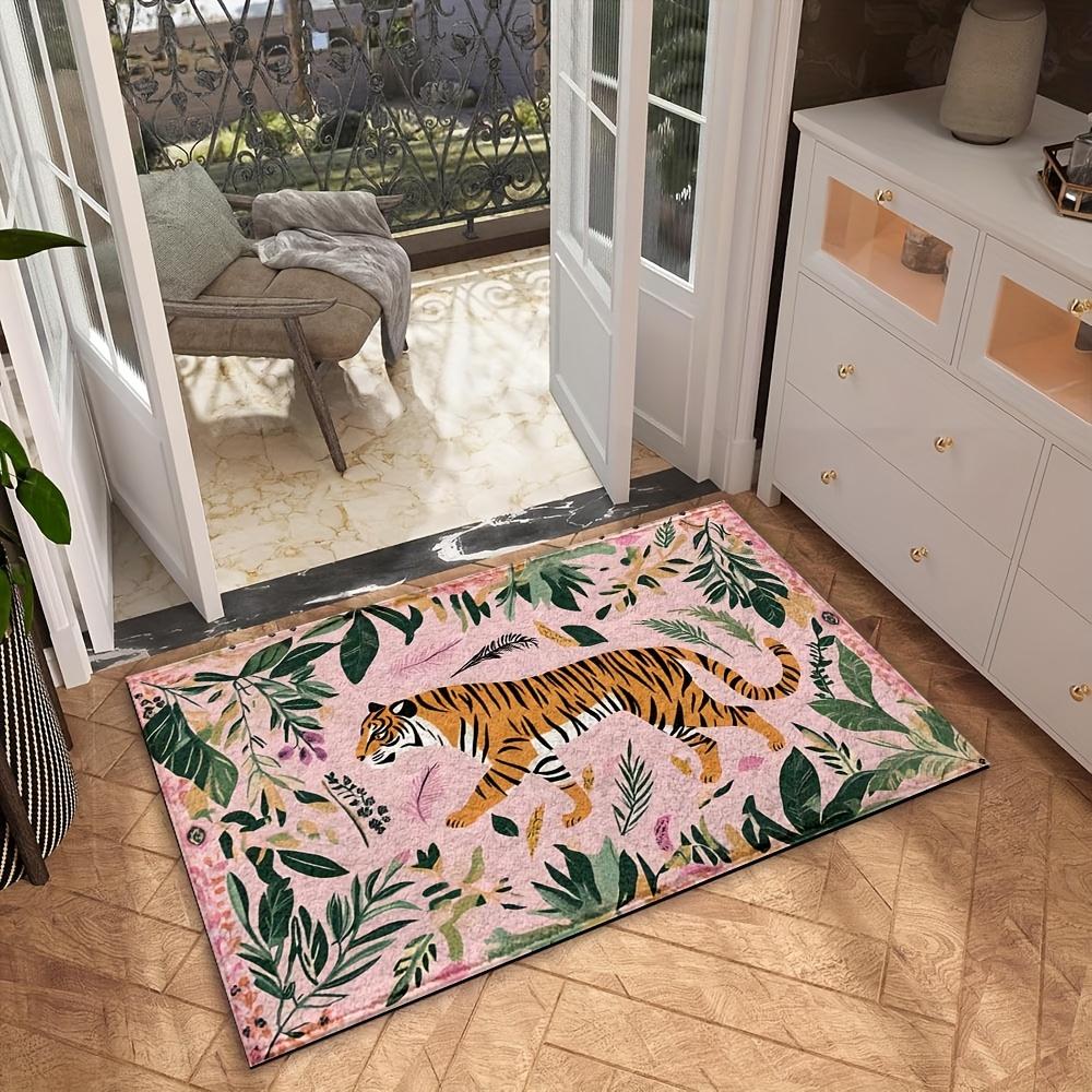 Tropical Jungle Tiger Floor Mat Non-Slip Washable Welcome Mat Kitchen Bedroom Carpet Summer Home Decoration