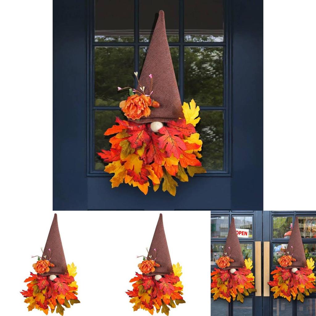 Holiday Door Hanger With Maple Leaf Hat For Thanksgiving Decor And Photo Props