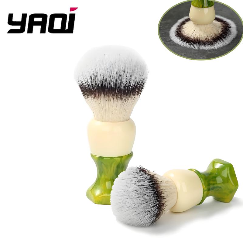 

YAQI Mens Ever-hopeful Silver Cat s Whisker Synthetic Hair Wet Shaving Brush Portable High Quality Green Shaving Brush New