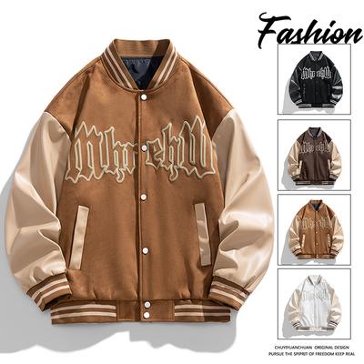 Jachetă din piele mozaică pentru bărbați, marca de modă pentru bărbați, costum de baseball american brodat nou, jachetă de modă frumos de stradă