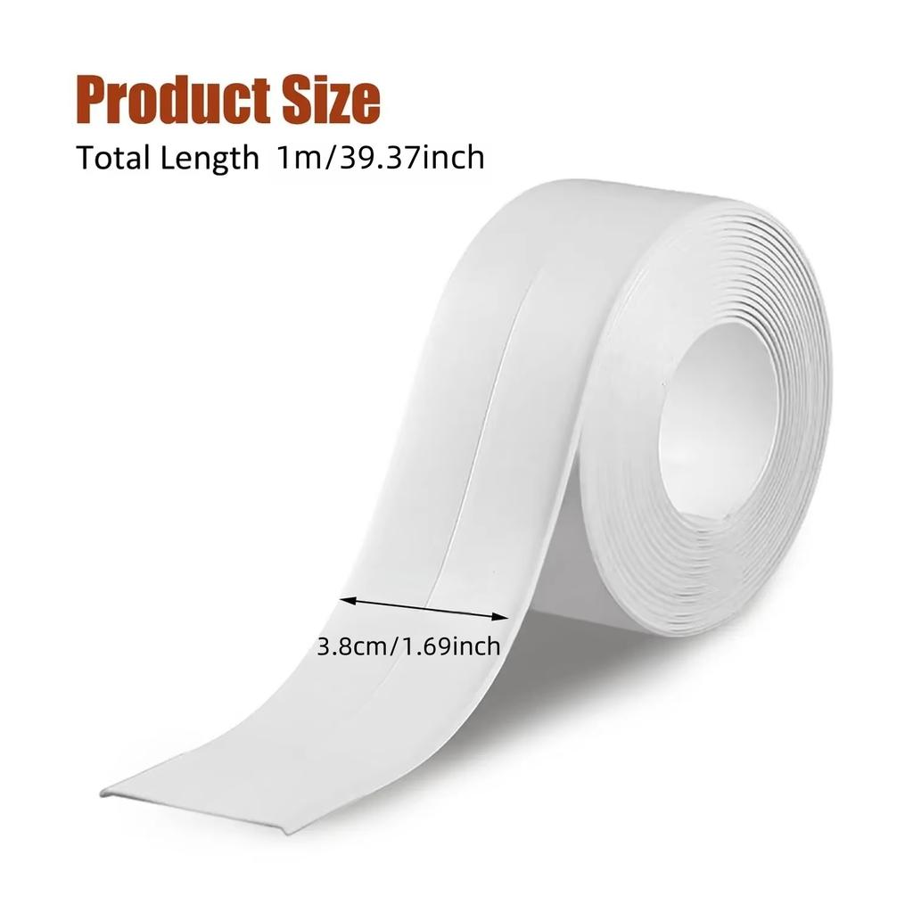 1PC 1M/39.37in Waterproof Sealing Tape For Bathroom Kitchen Home House PVC Water Proof Seal Strip Self Adhesive Wall Sticker