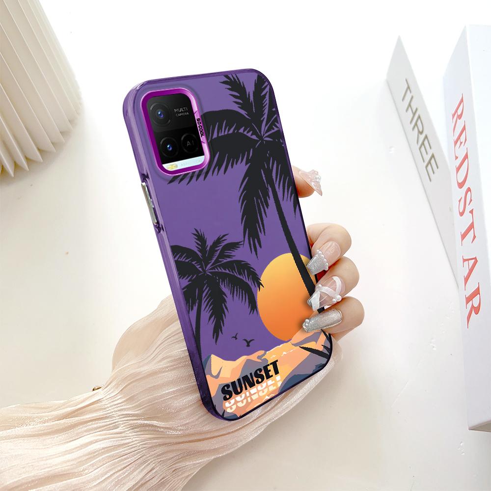 Painted Pattern Colorful Sliver Double Sided Hard Shell Shockproof Anti-fall Phone Casing for Vivo