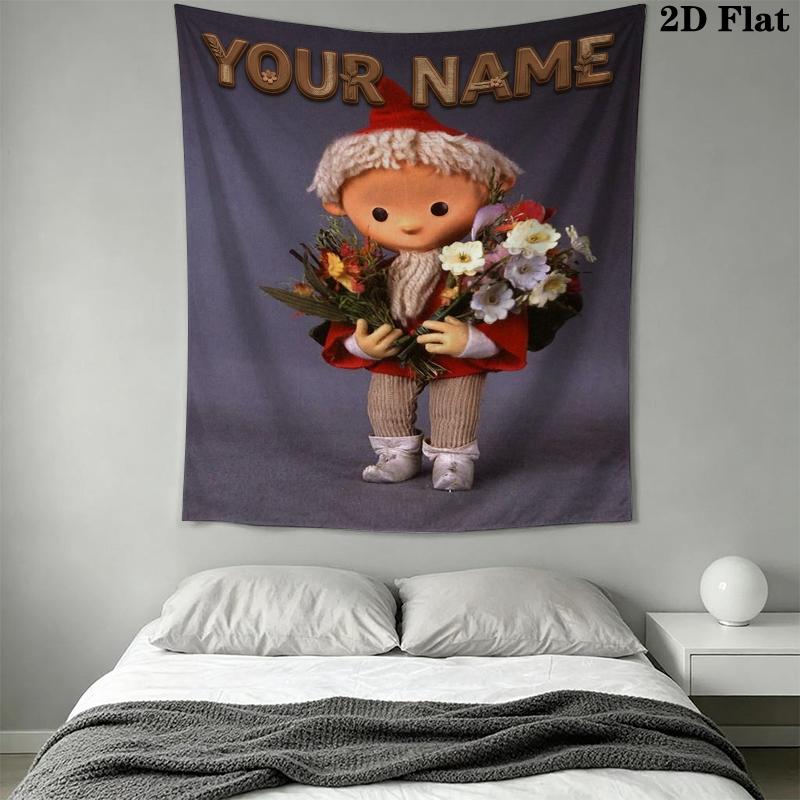 Custom Name Sandmännchen Wall Tapestry Aesthetic Wall Hanging Printed Fabric Blanket Decorative Tapestries for Bedroom Living Room Home Decor