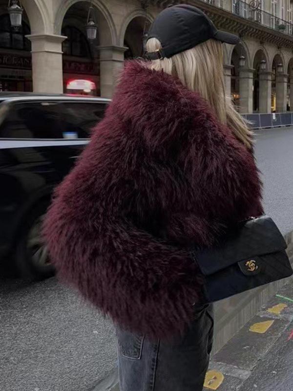 Medium-weight Fall/Winter Women's Coat Eco-friendly Faux Fur Short Coat