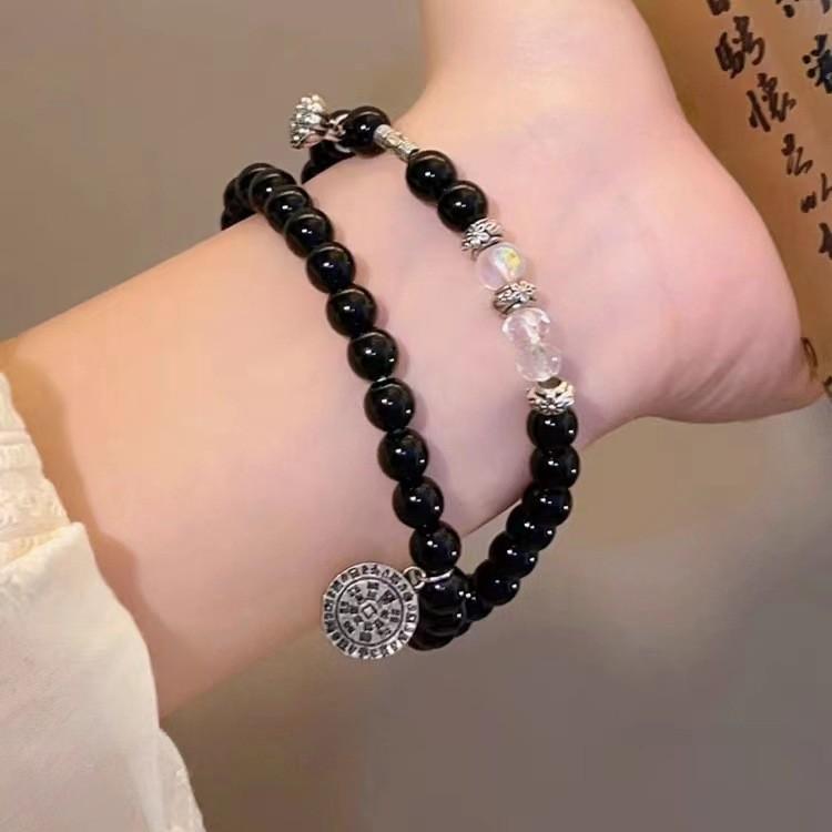 Dance White Lion Glass Bracelet Unique Carving For Men And Women Retro Chinese Style