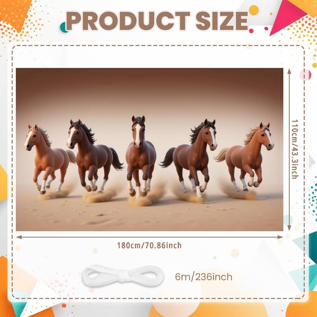 Horse Banner Running Horse Pattern Equine Display Horse Themed Banner Desert Scene For Western Themed Party Cowboy Themed
