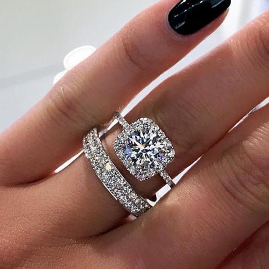 Europe, America isn't the fashionable new micro-inlaid zircon luxury atmosphere women's double ring