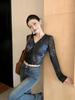 Elegant Chic Mesh Cardigan T-Shirt with Stylish Print and Versatile Long Sleeves