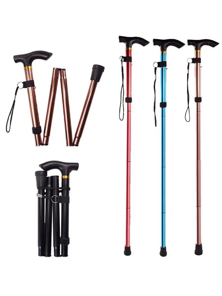 Adjustable Aluminum Alloy Folding Trekking Pole for Elderly - Non-slip, Lightweight Walking Stick