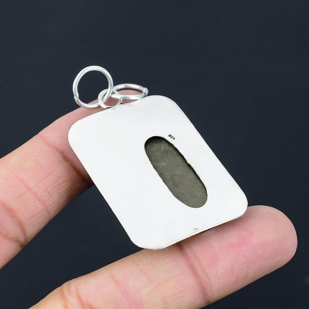 Solar Chakra Pyrite Rough Stone 925 Sterling Silver Ethnic Wedding Wife Pendant