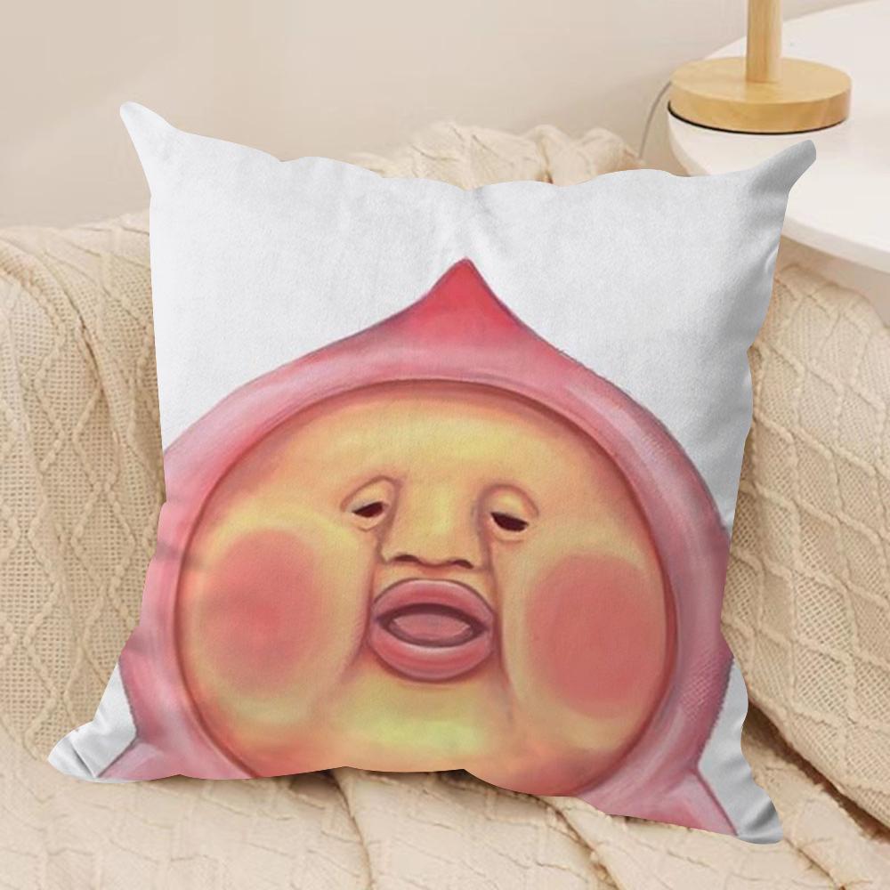 

K-Kobito Zukan Peach Cushion Cover Silky Short Plush Double-Sided Printed Pillow Case for Sofa All Seasons Home Decor Gift 30cmx30cm