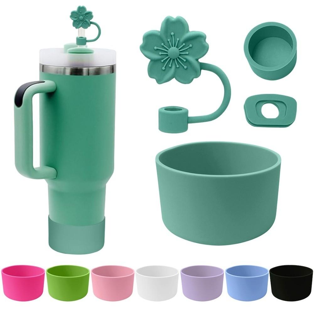 Set aus 4 rutschfesten Flaschenhüllen Silikon Überlaufschutz Abdeckung Flaschenzubehör Wasserflaschenuntersetzer