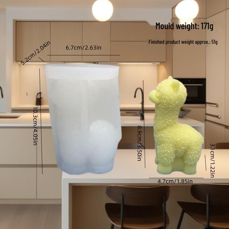 3D Alpaca Silicone Scented Candle Mold - Cute Kawaii Cake Baking & Decoration