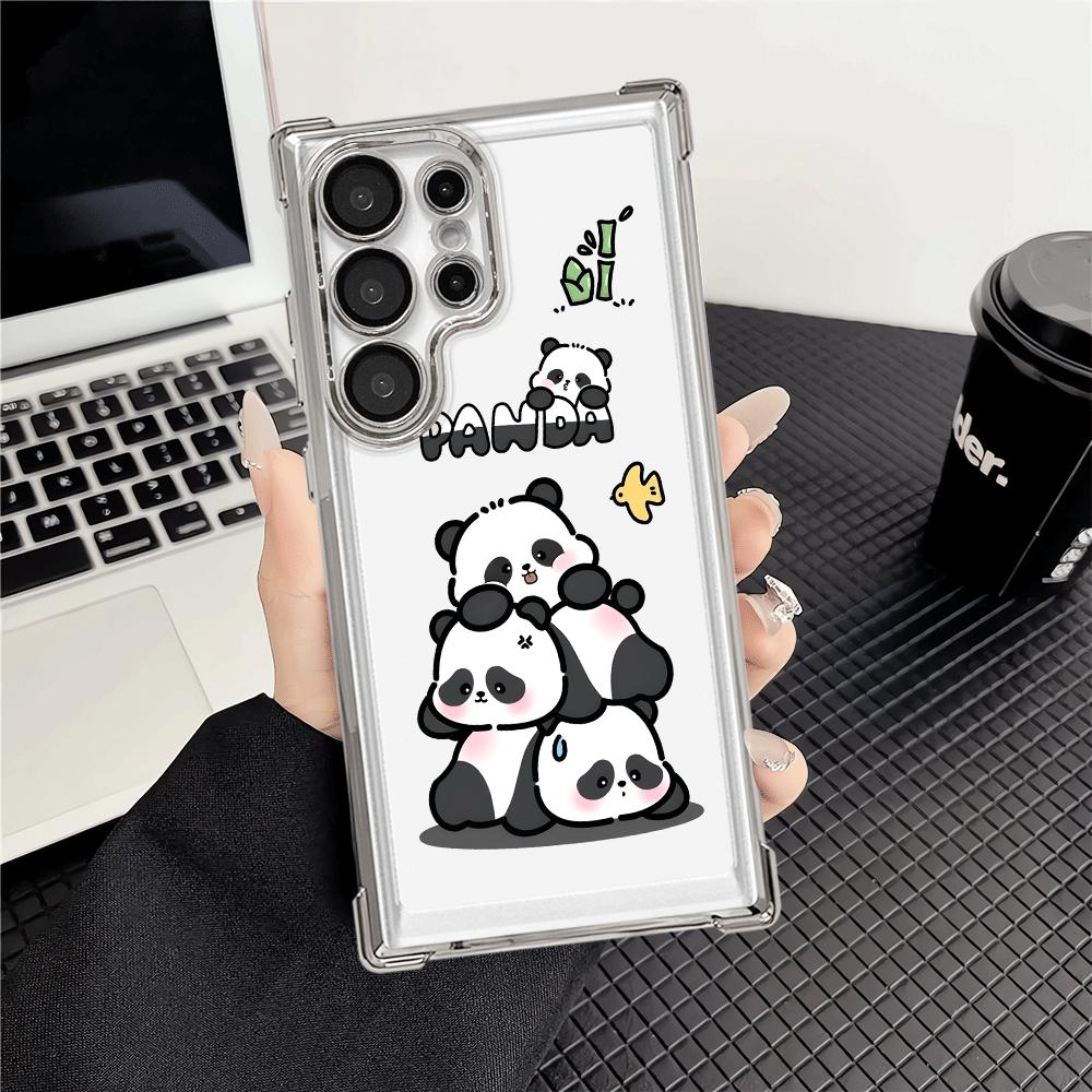 Cartoon Cute Panda Phone Cover Case for Samsung Galaxy S25 S24 S21 Plus S25Edge S22 Ultra S20 FE S23