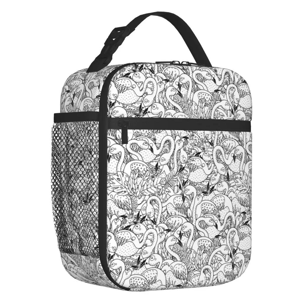 Pink Flamingo Summer Vibes Flamingos Pattern Portable Lunch Boxes Cooler Thermal Food Insulated Lunch Bag Kids School Children