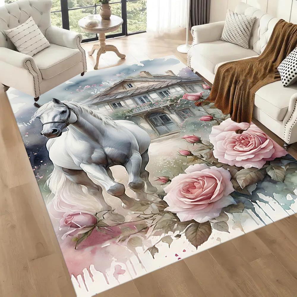 Horse Area Rug Perfect for Outdoor Entryway Bedrooms Decorate room Antislip Carpet Anime Office Decor Perfect Gift for Friends & Family