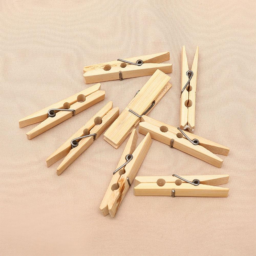 20pcs/pack Mini Bamboo Wooden Clothes Photo Paper Peg Clothespin Laundry Hangers Craft Clips