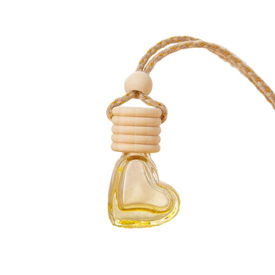 6ML Car Refillable Perfume Bottle Decoration Colorful Love Heart Shape Wood Lid Clear Glass Aromatherapy Essential Oil Empty Bottle Hanging Pendant
