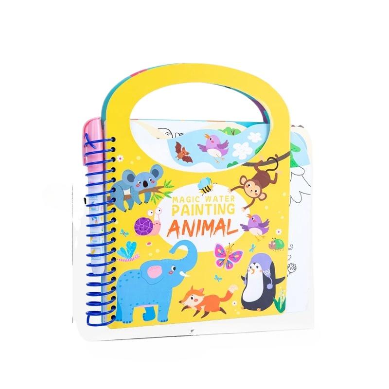 Children Early Education Toys Magical Book with Pen Water Drawing Montessori Toys Gift Reusable Coloring Book Magic Drawing Book