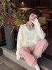 Women's Cable Knit Embroidered Loose Sweater - Casual Round Neck, Solid Color, Warm and Versatile for Autumn and Winter