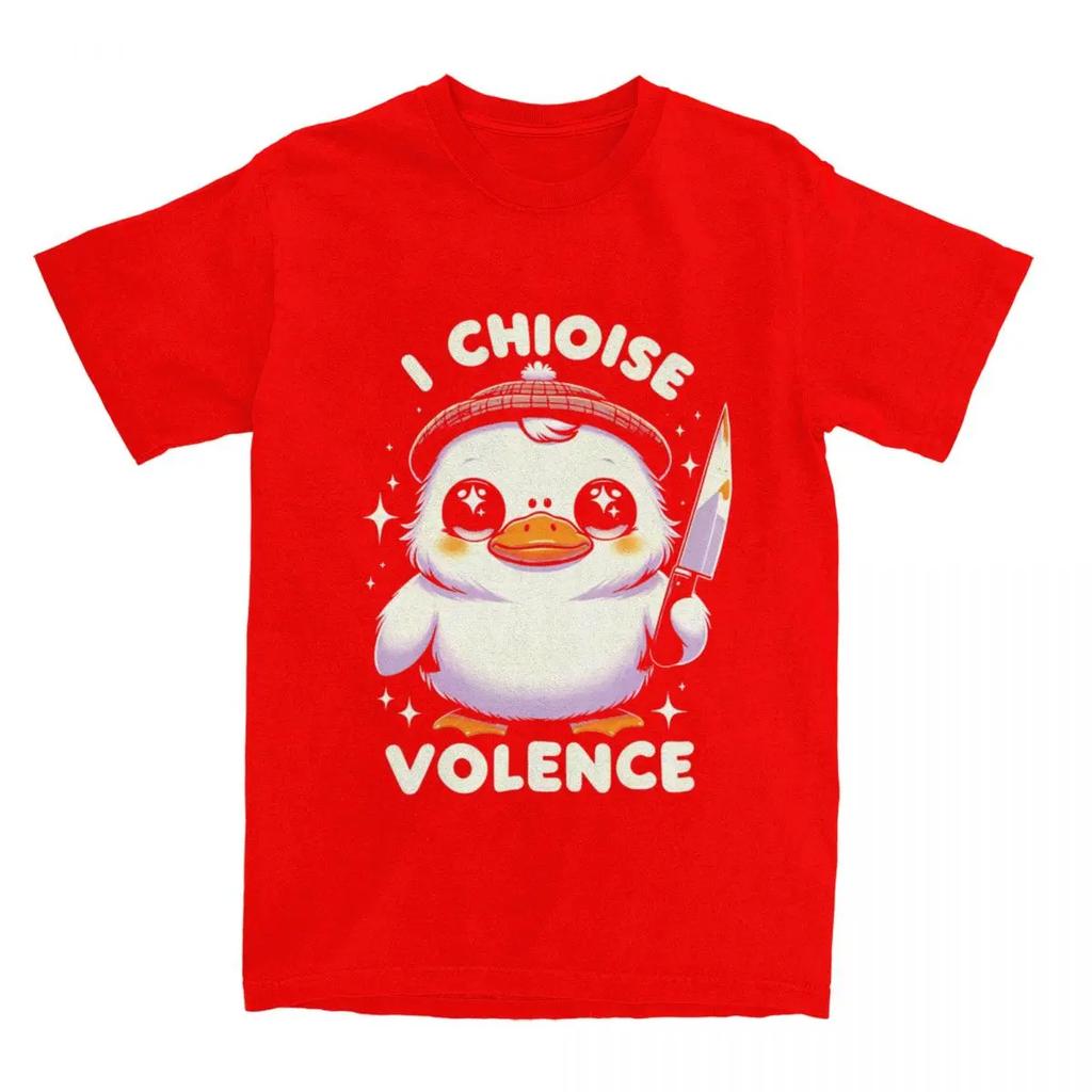 Ich wähle Gewalt Ente Humorvolles Meme Merch Shirt für Männer Frauen Lustig Messer Enten Liebhaber Geschenk Vintage Alle Jahreszeiten Stoff