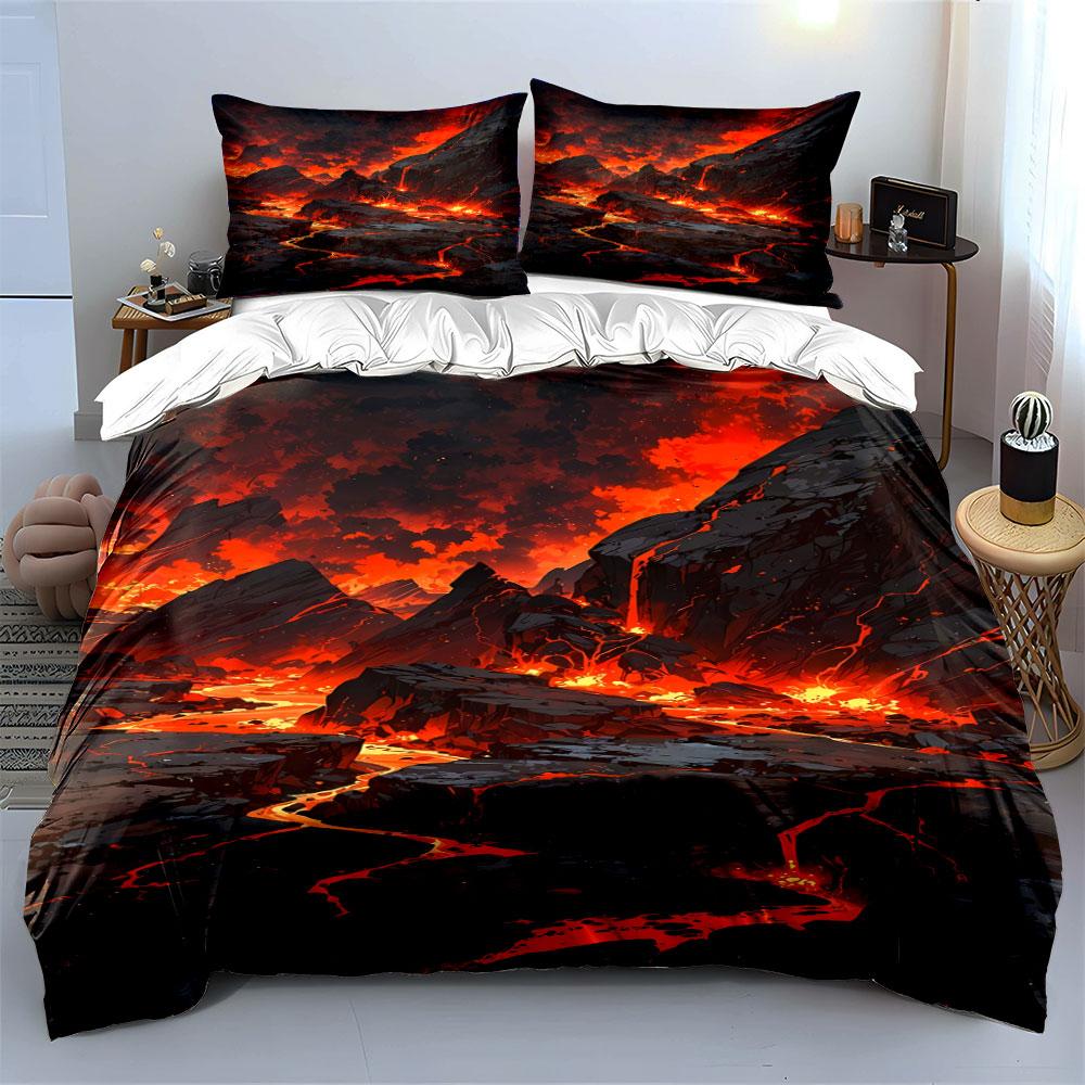 Fiery Volcanic Landscape Pattern. Bedding Sets Duvet Cover Sets Duvet Covers Pillowcases(1*Duvet Cover 2*Pillowcases Without Duvet Insert)