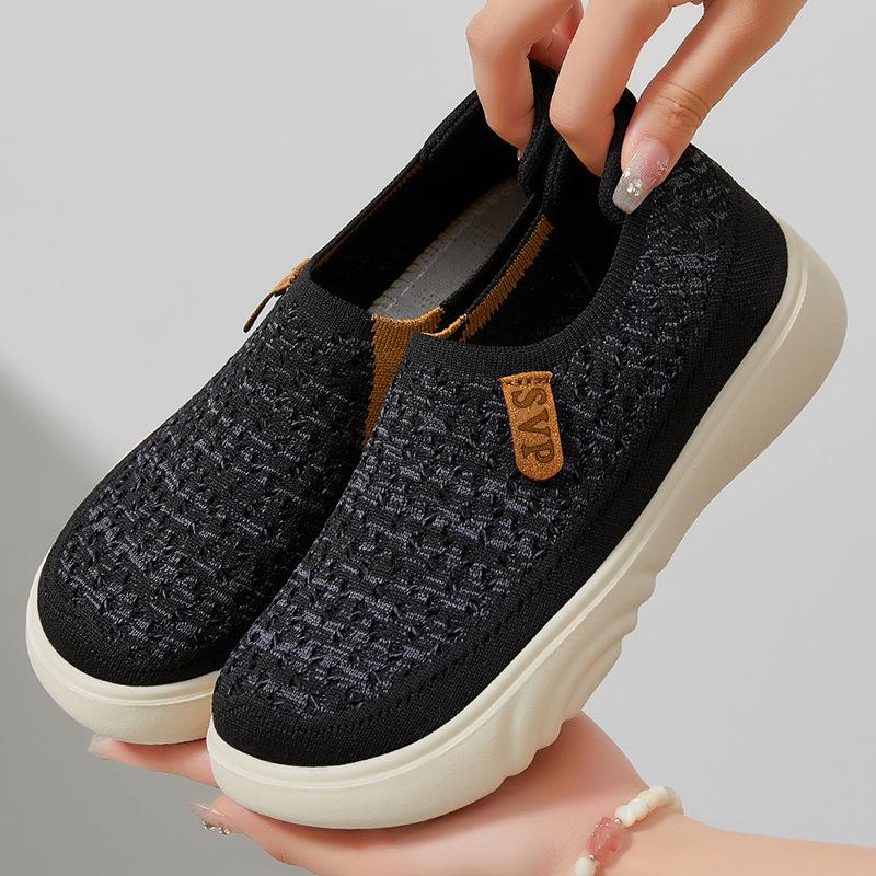 Shoes Women's Autumn New Fly-woven One-pedal Casual Shoes Soft-soled Mother Shoes Mesh Breathable Women's Shoes