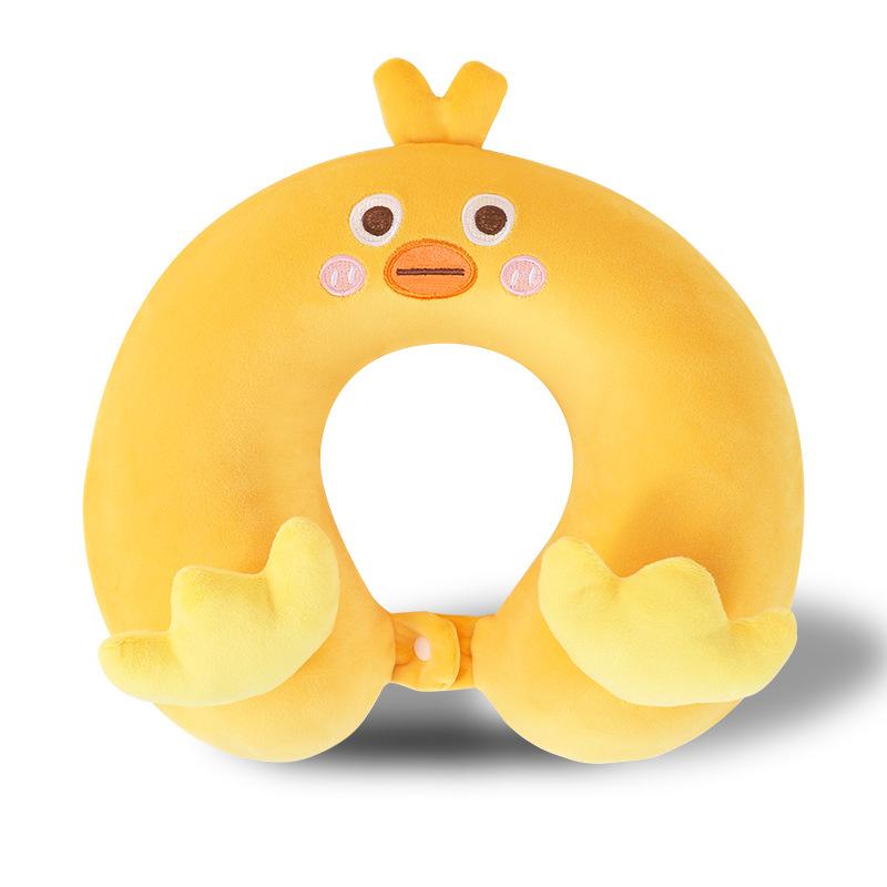 Cartoon U-Shaped Pillow Memory Foam Pillow Core Neck-Protecting Pillow for Airplane Car Travel Portable Office U-Shaped Pillow
