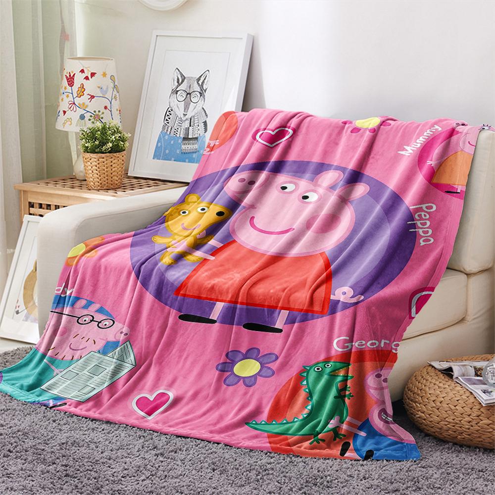 1Pc Pink Pig Cartoon Print Flannel Blanket, High quality Comfortable for All Seasons, Home Decor, Warmth and Comfort, Perfect for Gifts